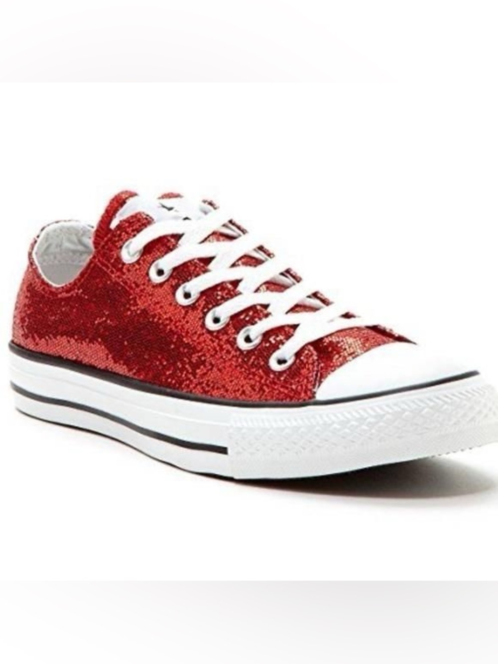 Converse Chuck Taylor All Star Low Top Shoes in Red Glitter / Size: 8